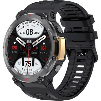 Rabbit Store Microwear Run 2 Android 46 mm Silikon Kordon Yuvarlak Erkek Akıllı Saat Siyah