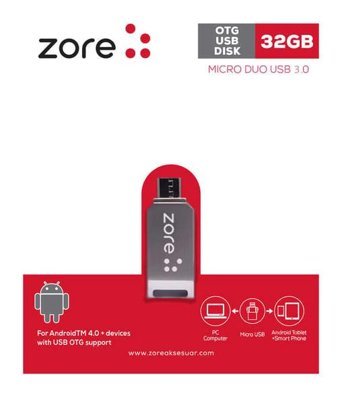 Zore USB 3.0 Micro USB 32 GB Flash Bellek Gümüş