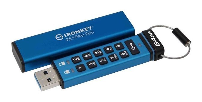 Kingston IronKey Keypad Şifreli USB 3.2 Type A 64 GB Flash Bellek Mavi