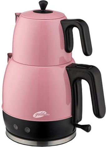 Goldmaster Fulya Otomatik Çelik Demlikli 2200 W Işıklı Çelik Gövdeli Gold Retro Çay Makinesi