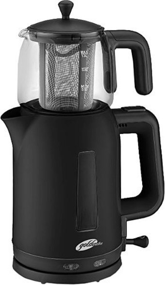 Goldmaster GM 7321 Papatya Otomatik Çelik Demlikli 2200 W Işıklı Çelik Gövdeli Kırmızı Retro Çay Makinesi