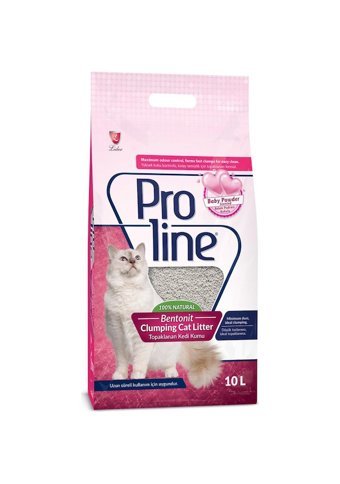 Proline Bebek Pudrası Kokulu Topaklanan İnce Taneli Bentonit Kedi Kumu 4x10 lt