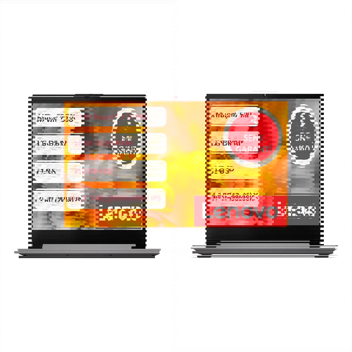 Lenovo Ideapad 3 17ALC6 Harici AMD Radeon RX Vega 8 AMD Ryzen 7 5700U 12 GB Ram 512 GB SSD 17.3 inç Full HD FreeDos Laptop