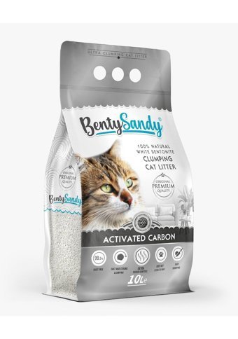 Benty Sandy Topaklanan İnce Taneli Aktif Karbonlu Bentonit Kedi Kumu 10 lt