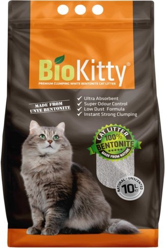 Bio Kitty Kokusuz Topaklanan İnce Taneli Bentonit Kedi Kumu 10 lt