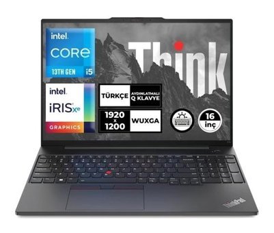 Lenovo Thinkpad E16 Gen 1 Harici Intel Iris Xe Graphics Eligible Intel Core i5 1335U 16 GB Ram 512 GB SSD 16 inç WUXGA Windows 11 Pro Laptop