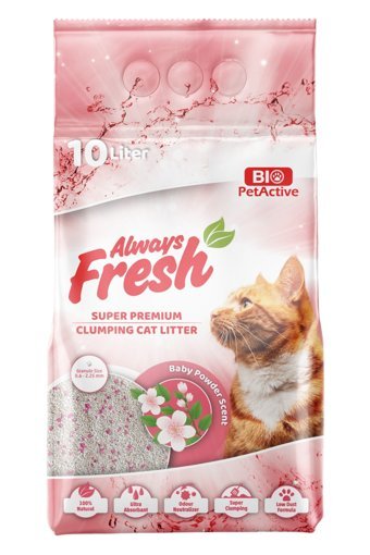 Bio Pet Active Bebek Pudrası Kokulu Topaklanan İnce Taneli Bentonit Kedi Kumu 10 lt
