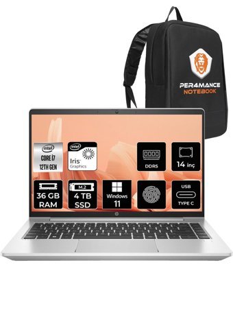 HP Probook 440 G9 5Y3Z3EA Harici Intel Iris Xe Graphics Eligible Intel Core i7 1255U 36 GB Ram 4 TB SSD 14 inç Full HD Windows 11 Home Laptop + PER4 Çanta