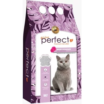 Perfect Bebek Pudrası Kokulu İnce Taneli Bentonit Kedi Kumu 10 lt