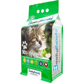 Benty Sandy Yeşil Elma Kokulu Topaklanan İnce Taneli Bentonit Kedi Kumu 2x10 lt