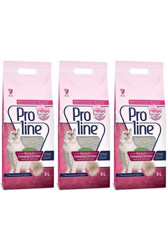 Proline Bebek Pudrası Kokulu Topaklanan İnce Taneli Bentonit Kedi Kumu 3x5 lt