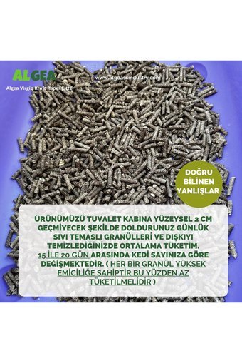 Algea Virgin Kraft Organik Topaklanan Kalın Taneli Bentonit Kedi Kumu 5 lt