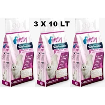 Pet Pretty Bebek Pudrası Kokulu Topaklanan İnce Taneli Bentonit Kedi Kumu 3x10 lt