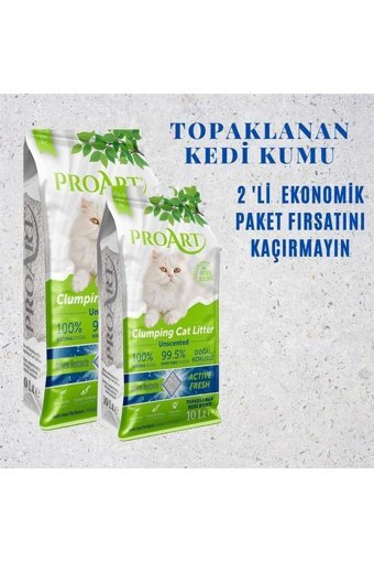 Proart Kokusuz Topaklanan İnce Taneli Bentonit Kedi Kumu 2x10 lt