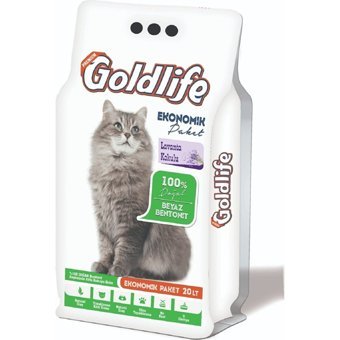 Goldlife Lavanta Kokulu Topaklanan İnce Taneli Bentonit Kedi Kumu 20 lt