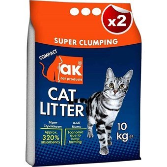Ak Bebek Pudrası Kokulu Topaklanan İnce Taneli Bentonit Kedi Kumu 2x10 kg