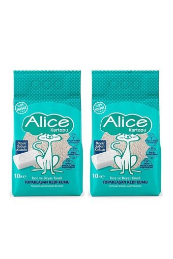 Alice Beyaz Sabun Kokulu Topaklanan İnce Taneli Bentonit Kedi Kumu 2x10 lt