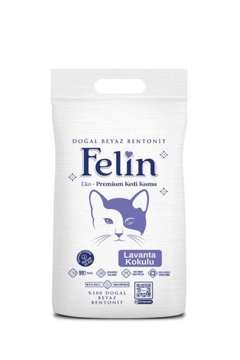Felin Lavanta Kokulu Topaklanan İnce Taneli Bentonit Kedi Kumu 15 kg
