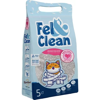 Fel & Clean Bebek Pudrası Kokulu Topaklanan İnce Taneli Bentonit Kedi Kumu 4x5 lt