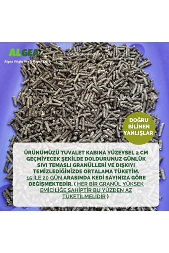 Algea Virgin Kraft Topaklanan İnce Taneli Bentonit Kedi Kumu 2x1 lt