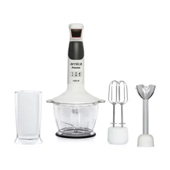 Arnica Panna GH21561 1300 ml Plastik Hazneli Turbolu Çift Bıçaklı 3'lü Blender Seti Beyaz
