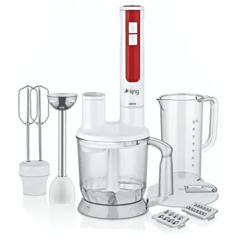 King Verso 600 ml Plastik Hazneli Çift Bıçaklı Blender Seti Beyaz