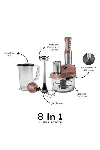 Karaca Mastermaid Prosteel Cam Hazneli 4 Bıçaklı Blender Rose Gold-Siyah