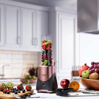 Schafer Stormy 600 ml Plastik Hazneli Buz Kırıcılı Turbolu 4 Bıçaklı Kişisel Tekli Mini El Blender Gül Kurusu
