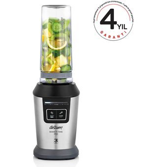 Arzum Shake'N Take Pro AR1079 600 ml Plastik Hazneli Buz Kırıcılı Çift Bıçaklı Kişisel Tekli Smoothie Blender Inox