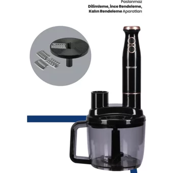 Goldmaster Bestrobot 5 ın 1 1500 ml Plastik Hazneli Turbolu 4 Bıçaklı Blender Seti Siyah