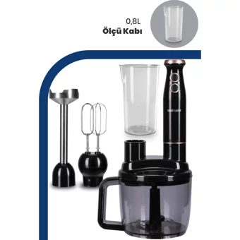 Goldmaster Bestrobot 5 ın 1 1500 ml Plastik Hazneli Turbolu 4 Bıçaklı Blender Seti Siyah