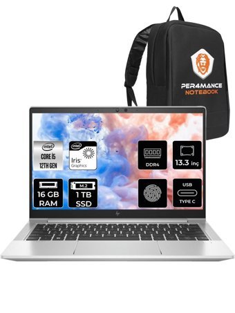 HP Elitebook 630 G9 6S6Y3EA Harici Intel Iris Xe Graphics Eligible Intel Core i5 1235U 16 GB Ram 1 TB SSD 13.3 inç Full HD FreeDos Laptop + Per4 Çanta