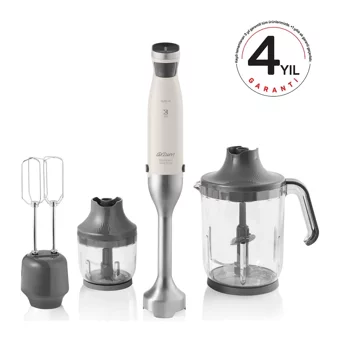 Arzum Technoart Maxi Plus AR1070 1500 ml Plastik Hazneli Çift Bıçaklı 3'lü Blender Seti Krem