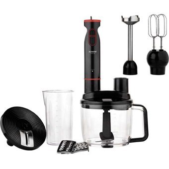 Schafer Multi 1500 ml Turbolu Çift Bıçaklı 4'lü Blender Seti Siyah