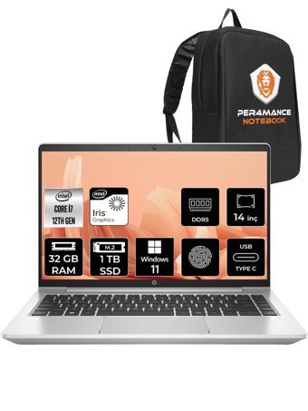 HP Probook 440 G9 5Y3Z3EA Harici Intel Iris Xe Graphics Eligible Intel Core i7 1255U 32 GB Ram 1 TB SSD 14 inç Full HD Windows 11 Home Laptop + PER4 Çanta