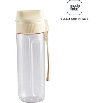 Jumbo Homend Art Food 600 ml Plastik Hazneli Buz Kırıcılı Turbolu 4 Bıçaklı İkili Smoothie Blender Krem