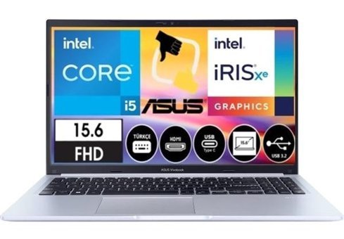 Asus Vivobook-15 F1502ZA-EJ1534 Harici Intel Iris Xe Graphics Eligible Intel Core i5 1235U 16 GB Ram 1 TB SSD 15.6 inç Full HD FreeDos Laptop + Csrtech Çanta