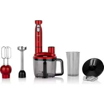 Schafer Chef Blend Mega 1500 ml Turbolu 4 Bıçaklı 4'lü Blender Seti Kırmızı