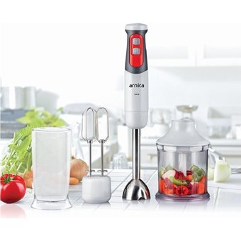 Arnica GH21591 1200 ml Plastik Hazneli Turbolu Çift Bıçaklı 3'lü Blender Seti Beyaz