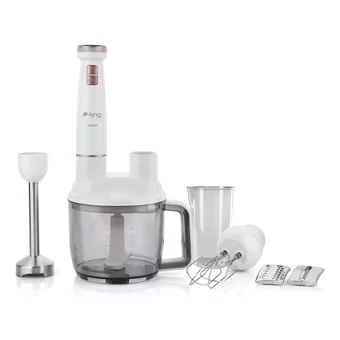 King Bodie 1500 ml Plastik Hazneli Turbolu 4 Bıçaklı Blender Seti Beyaz