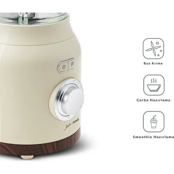 Jumbo Homend Art Food 1800 ml Plastik Hazneli Buz Kırıcılı 4 Bıçaklı El Blender Krem
