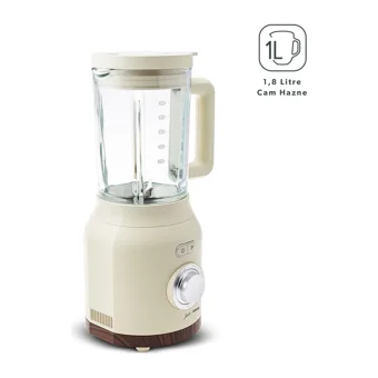 Jumbo Homend Art Food 1800 ml Plastik Hazneli Buz Kırıcılı 4 Bıçaklı El Blender Krem
