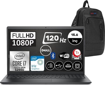 Dell Vostro 3520 N5305PV3520UWH12 Harici Intel Iris Xe Graphics Eligible Intel Core i7 1255U 32 GB Ram 2 + 2 TB SSD 15.6 inç Full HD Windows 11 Home Laptop + Zetta Çanta