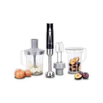 Korkmaz Vertex 1250 ml Plastik Hazneli 4'lü Blender Seti Inox Siyah