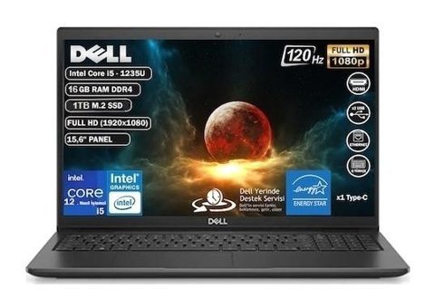 Dell Vostro 3520-02 Harici Intel Iris Xe Graphics Eligible Intel Core i5 1235U 16 GB Ram 1 TB SSD 15.6 inç Full HD FreeDos Laptop