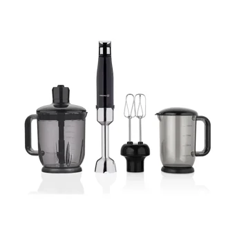Korkmaz Performix mega 1000 ml Plastik Hazneli Turbolu 4 Bıçaklı 4'lü Sürahili Blender Siyah