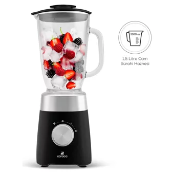 Karaca Multiblend 1500 ml Plastik Hazneli Buz Kırıcılı Turbolu 4 Bıçaklı Tekli Smoothie Blender Siyah