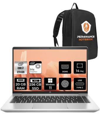 HP Probook 440 G9 5Y3Z3EA Harici Intel Iris Xe Graphics Eligible Intel Core i7 1255U 20 GB Ram 256 GB SSD 14 inç Full HD Windows 11 Pro Laptop + PER4 Çanta