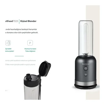 Jumbo Homend Art Food 600 ml Plastik Hazneli Buz Kırıcılı Turbolu 4 Bıçaklı İkili El Blender Siyah