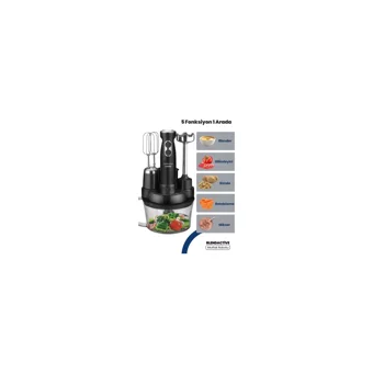 Goldmaster Blendactive 5 ın 1 1500 ml Plastik Hazneli Turbolu 4 Bıçaklı 5'li Blender Seti Siyah